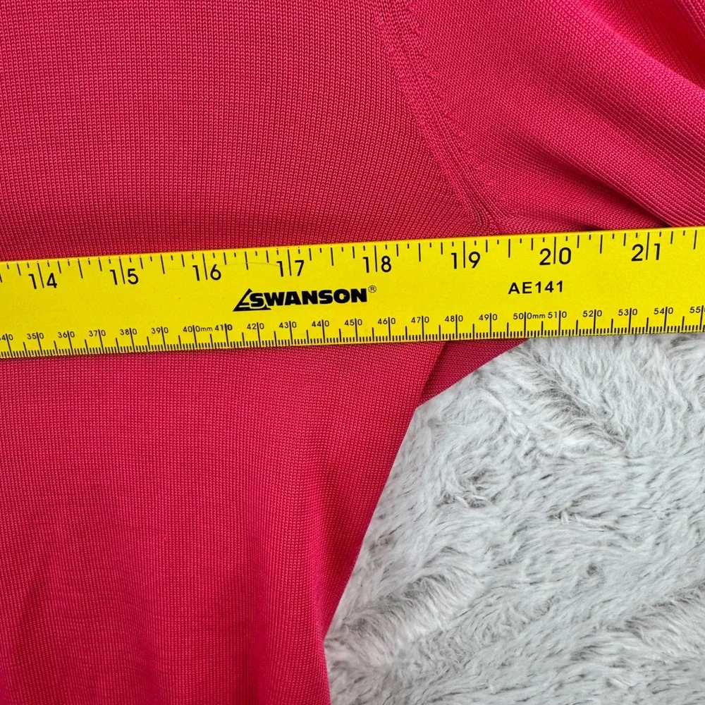 Henri Bendel V-Neck Sweater Womens Large Red Pink 100% Silk Fine Knit Luxury